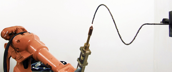 Artist Joris Laarman uses a 3D printing robot made from a robotic arm most often found on the machine shop floor to create flowing metal sculptures which require little in the way of support structures.